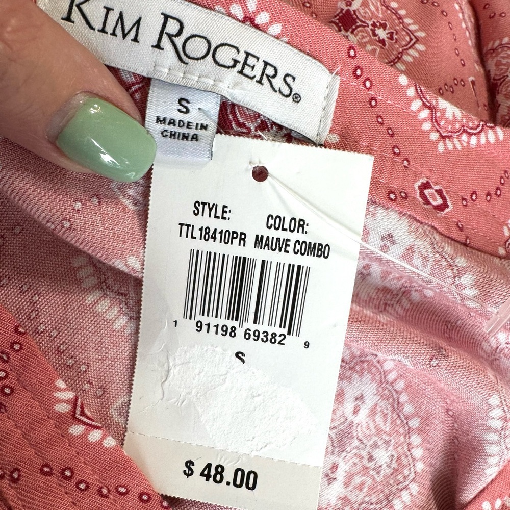 NWT RETAIL: $48 KIM ROGERS PRETTY PRINT TOP SIZE: SMALL BIN#2 - Picture 8 of 8